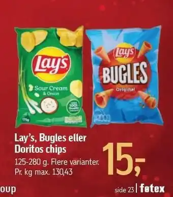 Føtex Lay's, bugles el. doritos chips tilbud