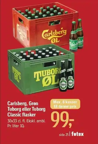 Føtex Carlsberg, Grøn Tuborg eller Tuborg Classic flasker tilbud