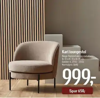 Føtex Karl loungestol tilbud