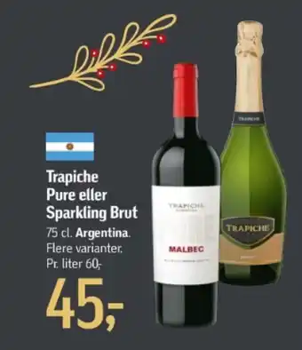 Føtex Trapiche Pure eller Sparkling Brut 75 cl. tilbud