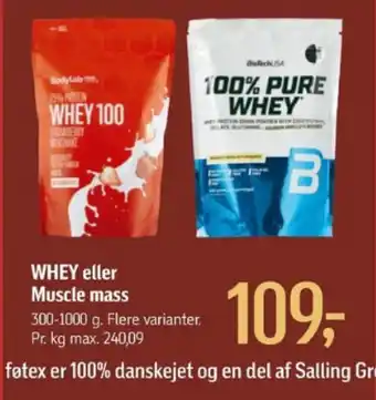 Føtex WHEY eller Muscle mass tilbud