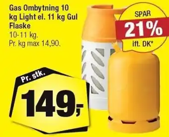 Calle Gas ombytning 10 kg el. 11 kg gul flaske tilbud