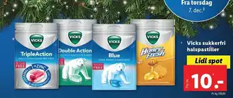 Lidl Vicks sukkerfri halspastiller tilbud