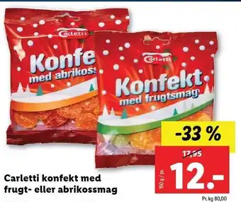 Carletti konfekt med frugt- eller abrikossmag