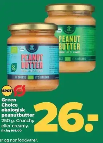 Netto Green choice økologisk peanutbutter tilbud