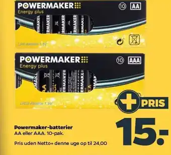 Netto Powermaker-batterier tilbud