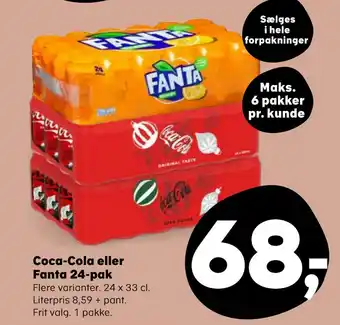 Kvickly Coca-cola eller fanta 24-pak tilbud