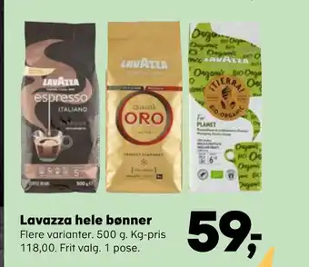 Kvickly Lavazza hele bønner tilbud
