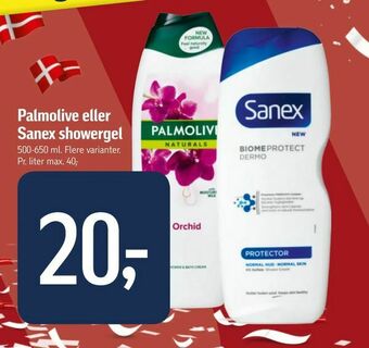 Føtex Palmolive eller Sanex showergel tilbud