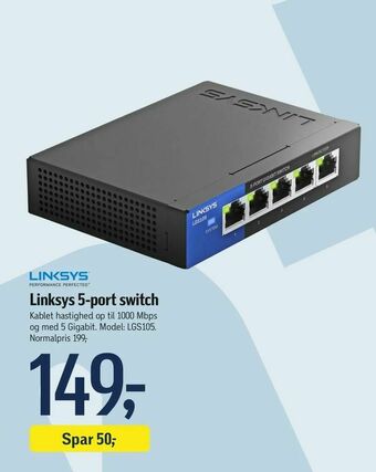 Føtex Linksys 5-port switch tilbud