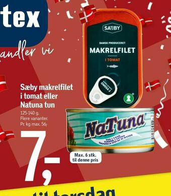 Føtex Sæby makrelfilet i tomat eller Natuna tun tilbud