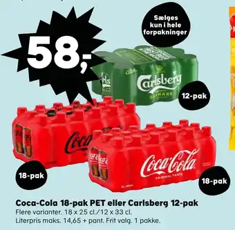 SuperBrugsen Coca-cola 18-pak pet eller carlsberg 12-pak tilbud