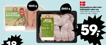 SuperBrugsen Kyllingebryst eller hele kyllingelår uden ryg tilbud