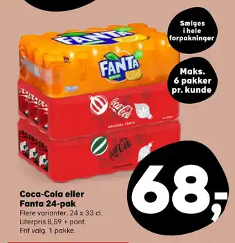 SuperBrugsen Coca-cola eller fanta 24-pak tilbud