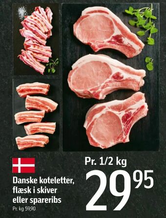 Føtex Danske koteletter, flæsk i skiver eller spareribs tilbud
