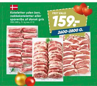 Bilka Koteletter uden ben, nakkekoteletter eller spareribs af dansk gris tilbud