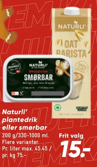 Naturli' plantedrik eller smørbar