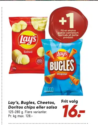 Bilka Lay's, bugles, cheetos, doritos chips eller salsa tilbud