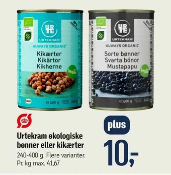 Urtekram økologiske bønner eller kikærter