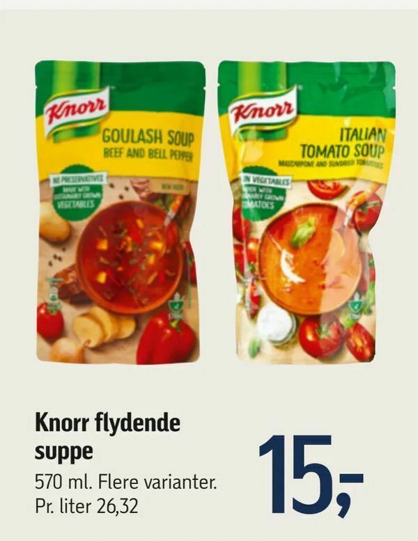 Knorr flydende suppe tilbud hos Føtex