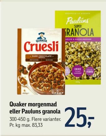 Quaker morgenmad eller Pauluns granola