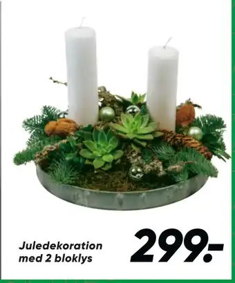Juledekoration med 2 bloklys