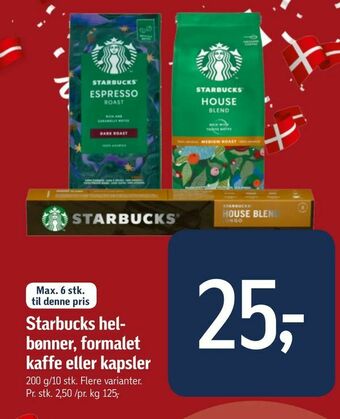 Føtex Starbucks hel bønner, formalet kaffe eller kapsler tilbud