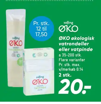 Bilka Øko økologisk vatrondeller eller vatpinde tilbud