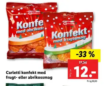 Lidl Carletti konfekt med frugt- eller abrikossmag tilbud