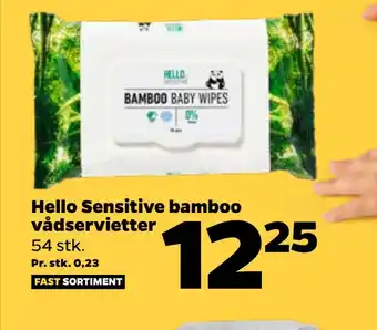 Netto Hello sensitive bamboo vådservietter tilbud