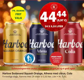 Købmandsgården Harboe sodavand squash orange, athena med citrus, cola tilbud