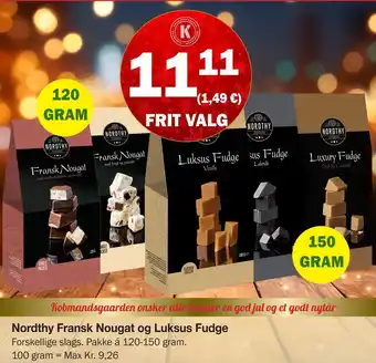 Købmandsgården Nordthy fransk nougat og luksus fudge tilbud