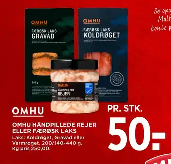 MENY Omhu håndpillede rejer eller færøsk laks tilbud