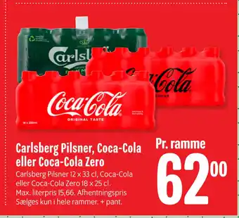 Min Købmand Carlsberg pilsner, coca-cola eller coca-cola zero tilbud