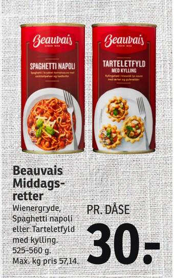 SPAR Beauvais middags retter tilbud