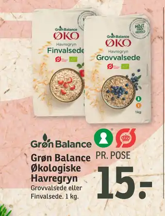 SPAR Grøn balance økologiske havregryn tilbud