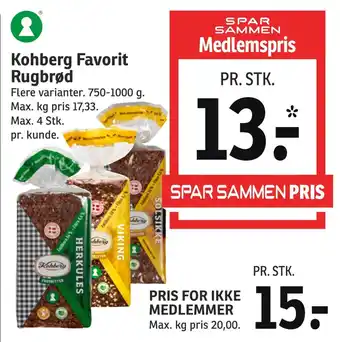 SPAR Kohberg favorit rugbrød tilbud