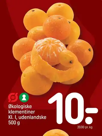 Økologiske klementiner kl. i, udenlandske