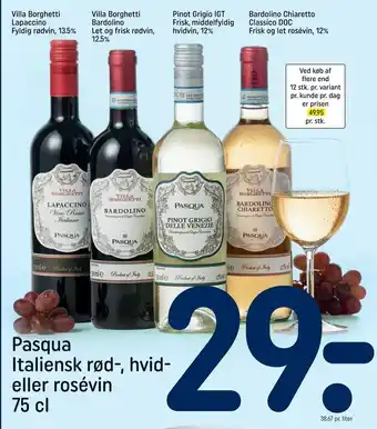 Pasqua italiensk rød-, hvid eller rosévin