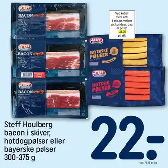 REMA 1000 Steff houlberg bacon i skiver, hotdogpølser eller bayerske pølser tilbud
