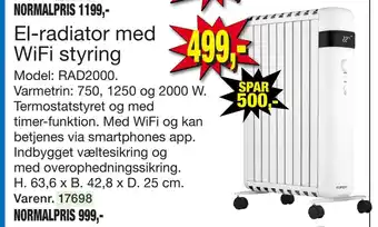 Harald Nyborg El-radiator med wifi styring tilbud