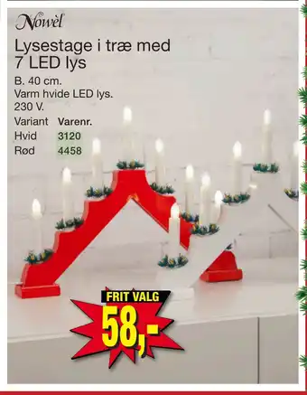Harald Nyborg Lysestage i træ med 7 led lys tilbud