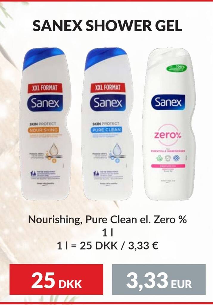 Sanex shower gel tilbud hos Nielsen's Discount