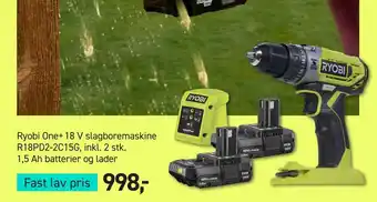 Ryobi one+ 18 v slagboremaskine r18pd2-2c15g
