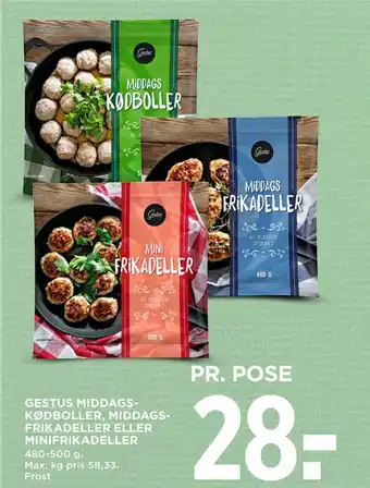 MENY Gestus middags­kødboller, middagsfrikadeller eller minifrikadeller tilbud