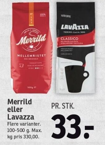 SPAR Merrild Eller Lavazza 100-500 g tilbud