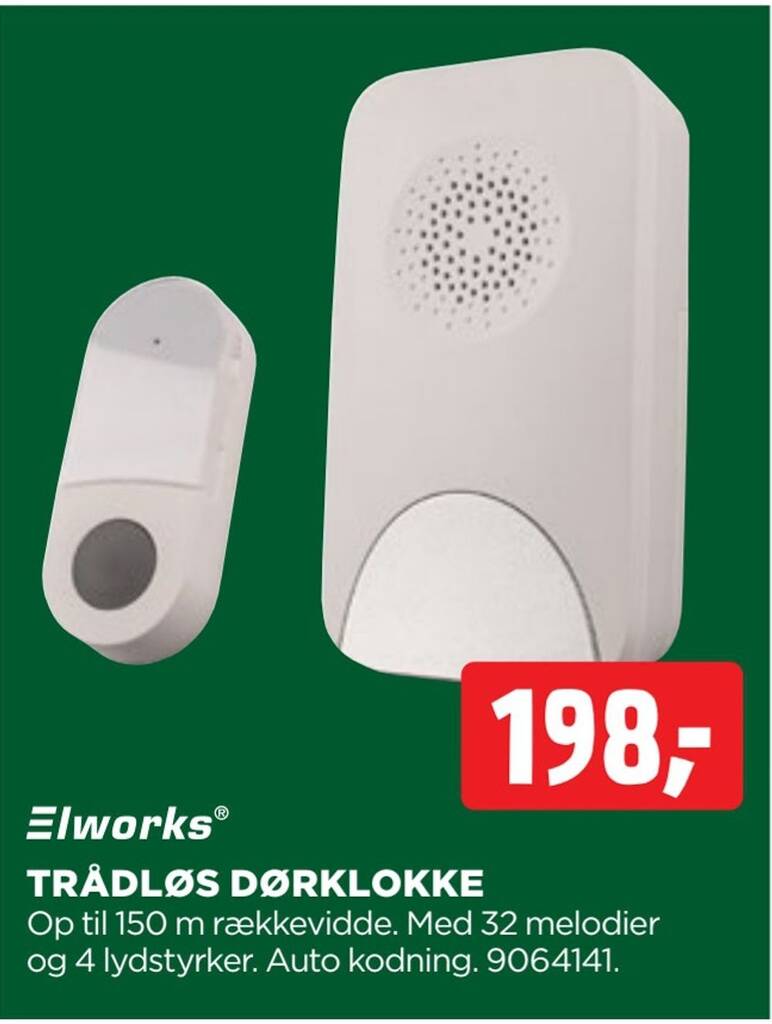 Trådløs dørklokke tilbud hos jem & fix