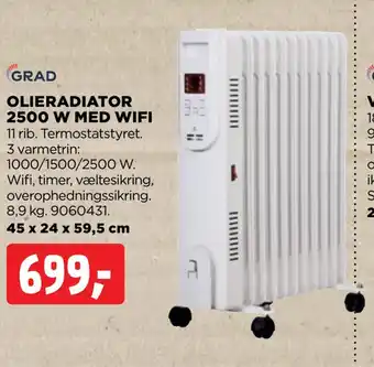 Olieradiator 2500 w med wifi
