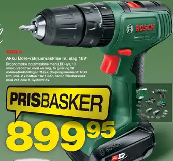 Bauhaus BOSCH Akku Bore-/skruemaskine m. slag 18V tilbud