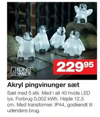 Bauhaus Akryl pingvinunger sæt tilbud